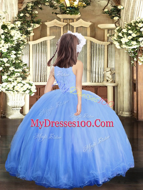 Top Selling Floor Length Zipper Little Girl Pageant Dress Lilac and In with Beading