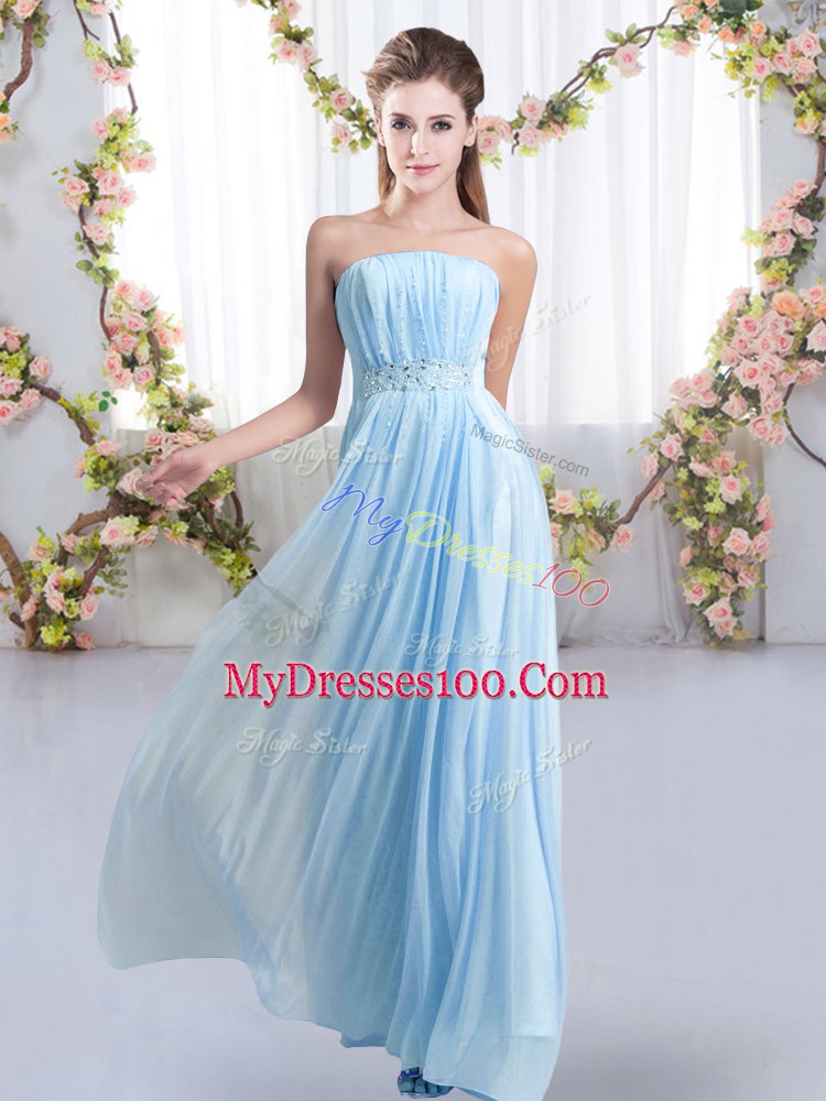 Sophisticated Sleeveless Sweep Train Beading Lace Up Wedding Party Dress