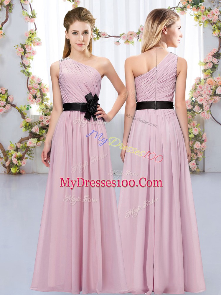 Gorgeous Chiffon Sleeveless Floor Length Wedding Guest Dresses and Belt