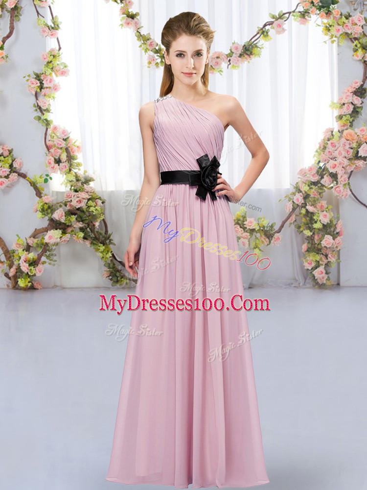 Gorgeous Chiffon Sleeveless Floor Length Wedding Guest Dresses and Belt