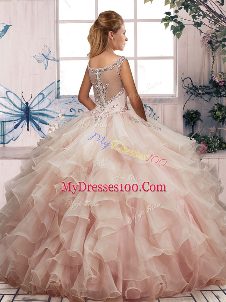 Colorful Floor Length Ball Gowns Sleeveless Brown Quinceanera Gowns Zipper