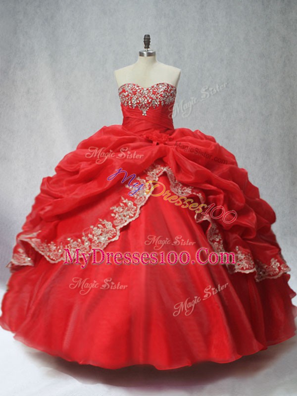 Ideal Sleeveless Lace Up Floor Length Appliques and Pick Ups Sweet 16 Quinceanera Dress