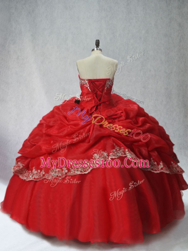 Ideal Sleeveless Lace Up Floor Length Appliques and Pick Ups Sweet 16 Quinceanera Dress