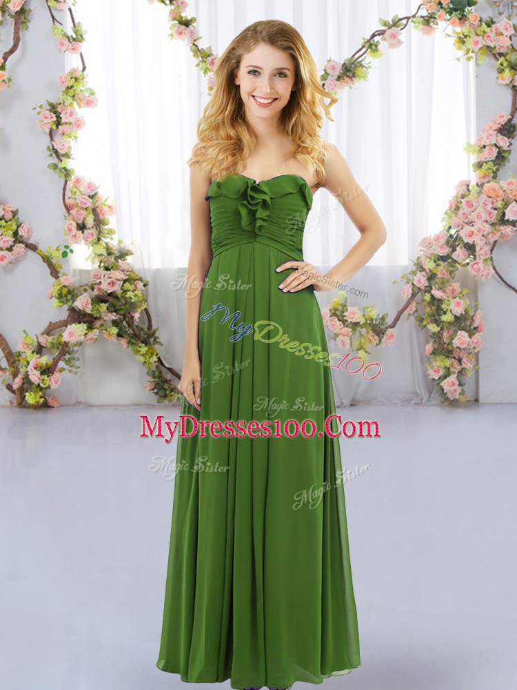 Admirable Chiffon Sleeveless Floor Length Bridesmaids Dress and Ruffles