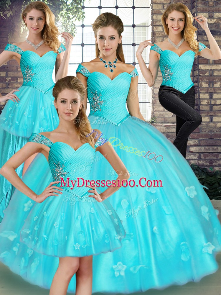 Sleeveless Lace Up Floor Length Beading and Appliques Ball Gown Prom Dress