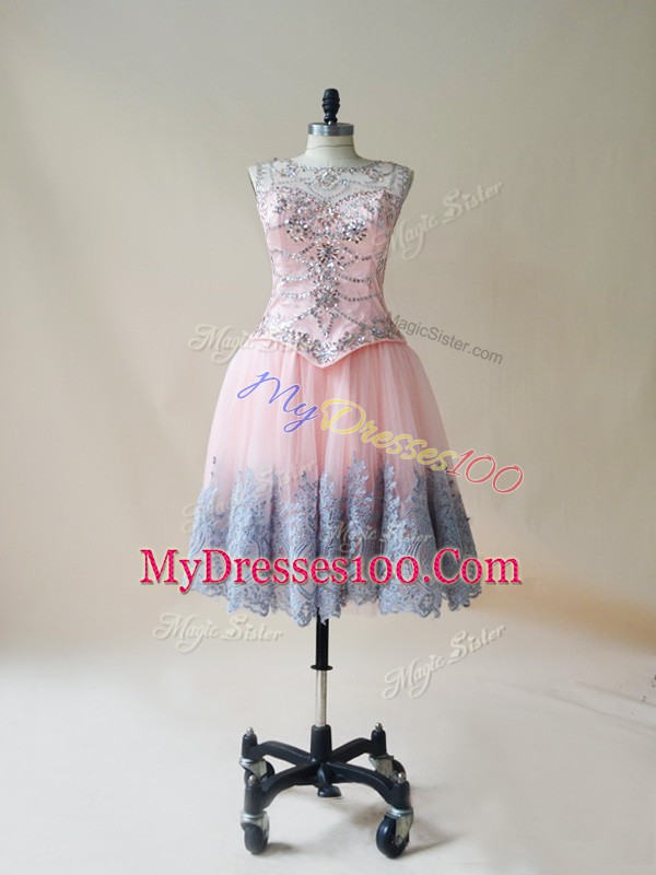 Hot Selling Mini Length A-line Sleeveless Baby Pink Lace Up