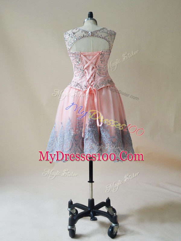 Hot Selling Mini Length A-line Sleeveless Baby Pink Lace Up