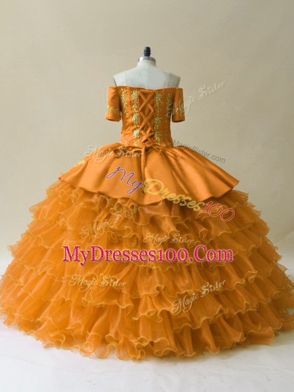 Admirable Gold Sleeveless Organza Lace Up Sweet 16 Quinceanera Dress for Sweet 16 and Quinceanera