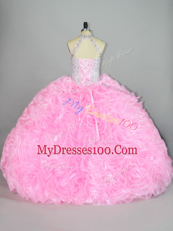 Lovely Organza Sleeveless Floor Length Ball Gown Prom Dress and Beading and Ruffles