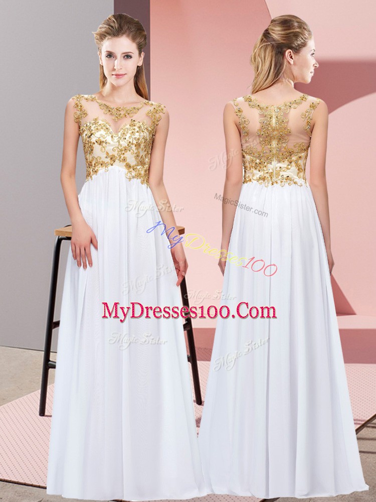 Glorious White Sleeveless Chiffon Zipper Wedding Party Dress for Wedding Party