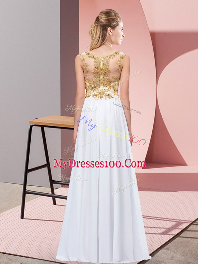 Glorious White Sleeveless Chiffon Zipper Wedding Party Dress for Wedding Party