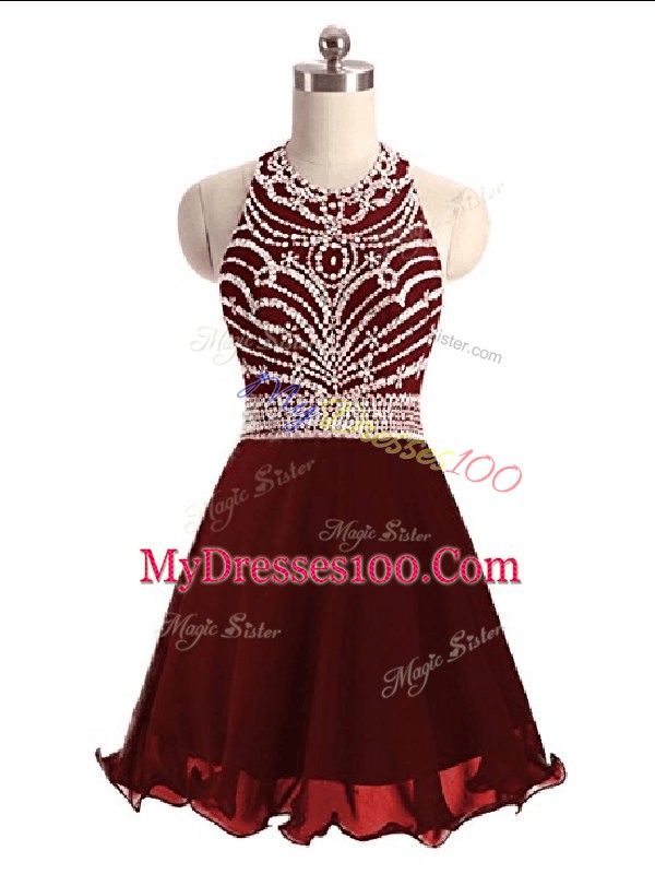 Halter Top Sleeveless Club Wear Beading Lace Up