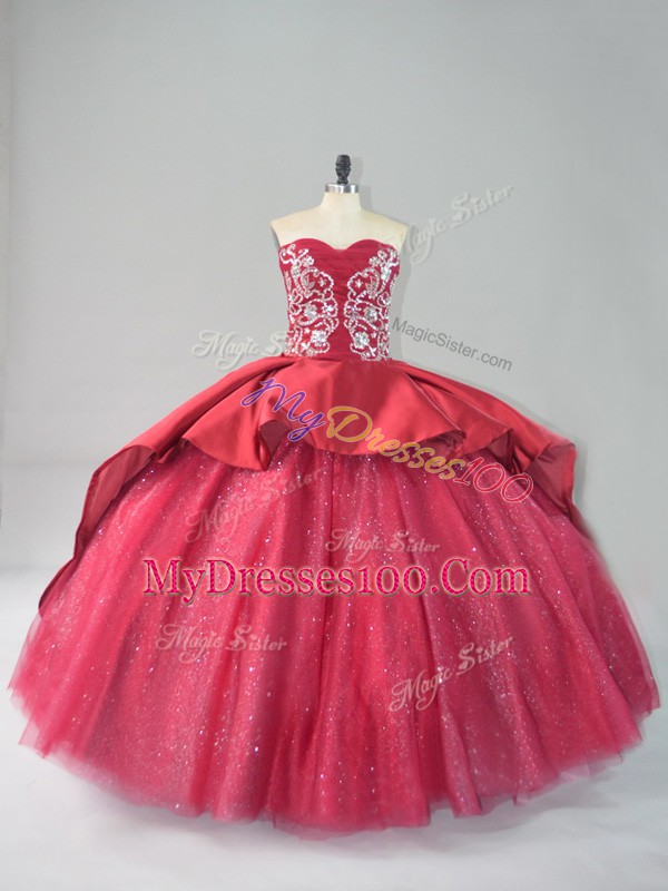 High End Sleeveless Court Train Appliques Lace Up Quinceanera Gown