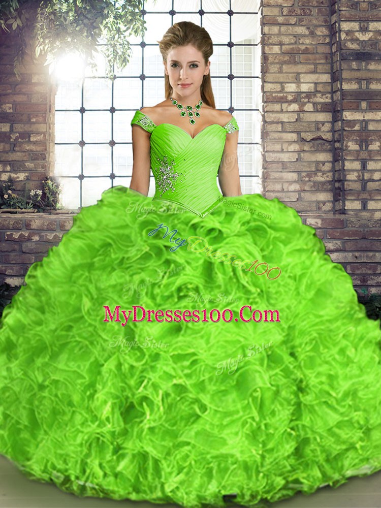 Off The Shoulder Lace Up Beading and Ruffles Quinceanera Dresses Sleeveless
