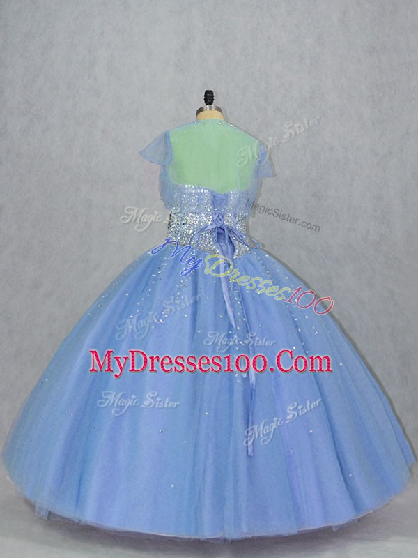 Sweetheart Sleeveless Tulle Sweet 16 Dresses Beading Lace Up