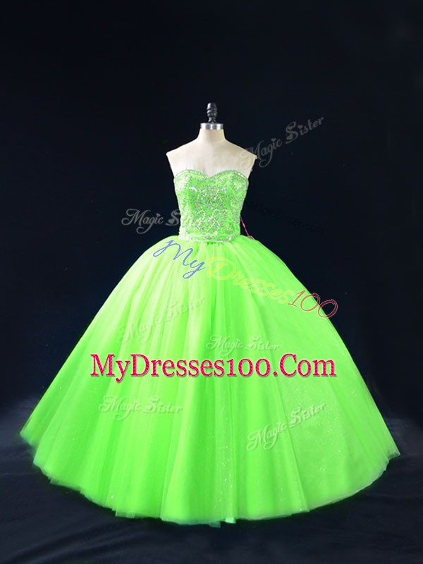Charming Beading 15th Birthday Dress Lace Up Sleeveless Floor Length