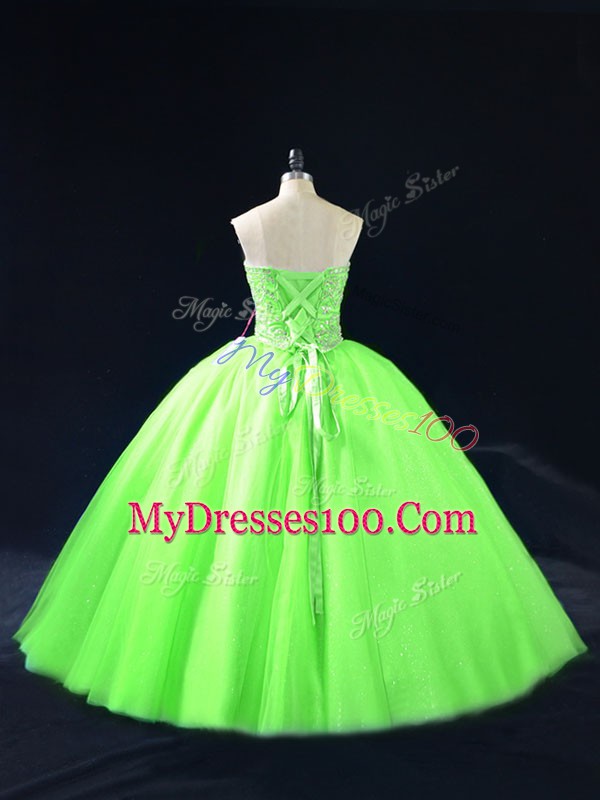 Charming Beading 15th Birthday Dress Lace Up Sleeveless Floor Length