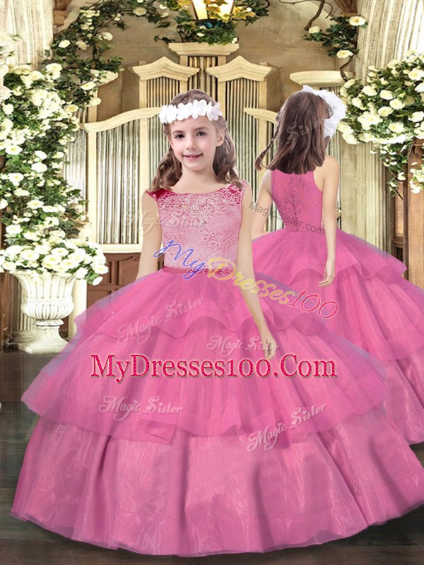 Sleeveless Lace and Ruffled Layers Zipper Ball Gown Prom Dress