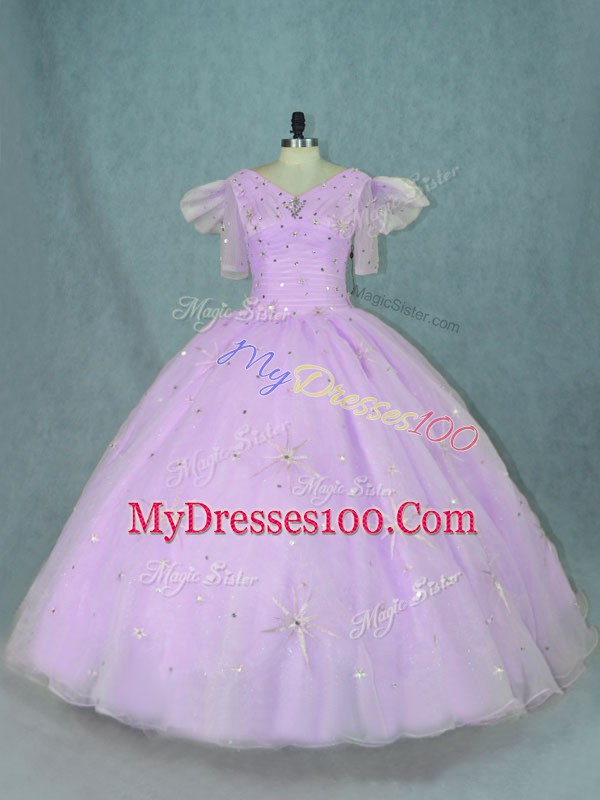 Sleeveless Beading Zipper Quince Ball Gowns