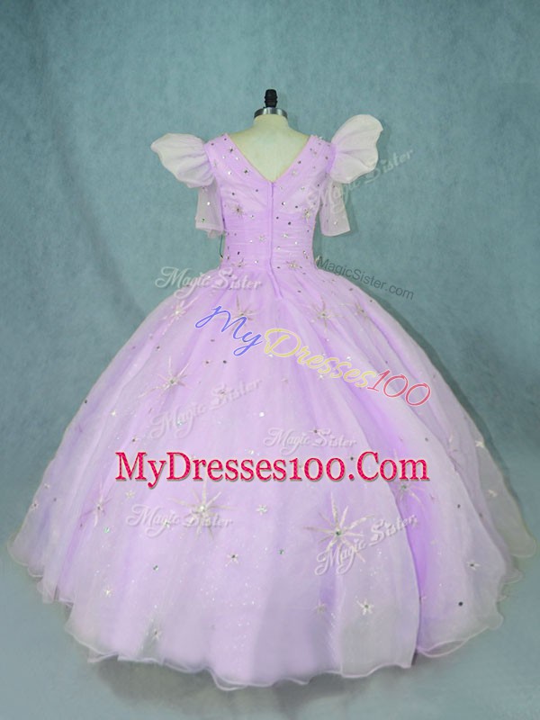 Sleeveless Beading Zipper Quince Ball Gowns