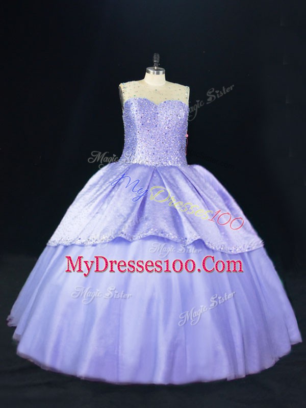 Delicate Sleeveless Beading Lace Up 15 Quinceanera Dress