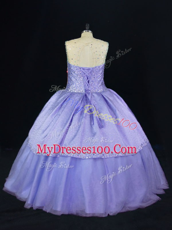 Delicate Sleeveless Beading Lace Up 15 Quinceanera Dress