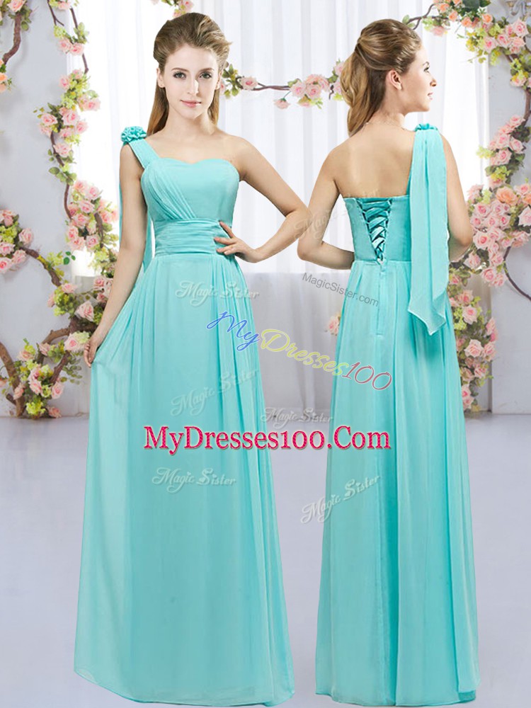Chic Sleeveless Hand Made Flower Lace Up Bridesmaid Dress