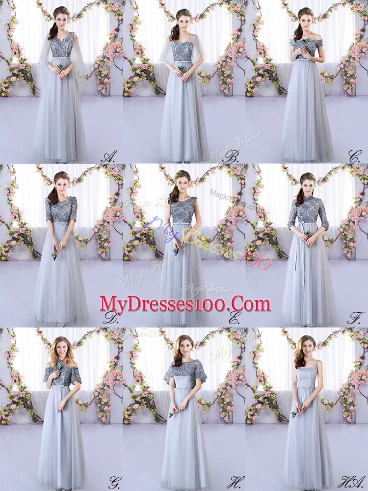 Pretty Tulle Sleeveless Floor Length Wedding Party Dress and Appliques