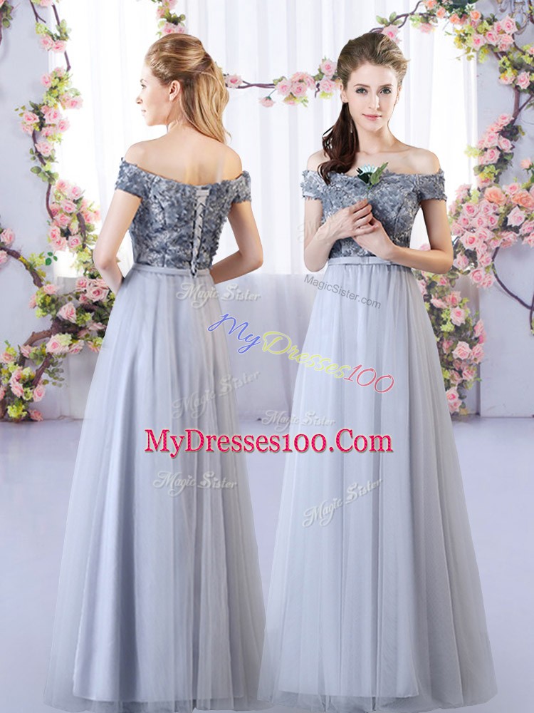 Pretty Tulle Sleeveless Floor Length Wedding Party Dress and Appliques