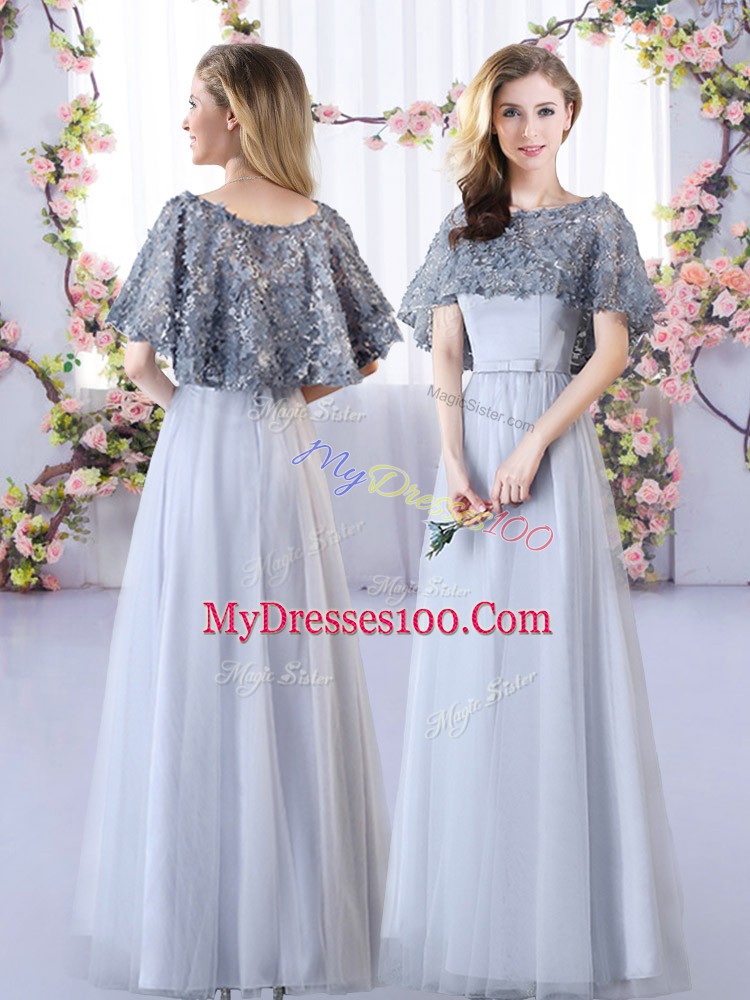 Pretty Tulle Sleeveless Floor Length Wedding Party Dress and Appliques