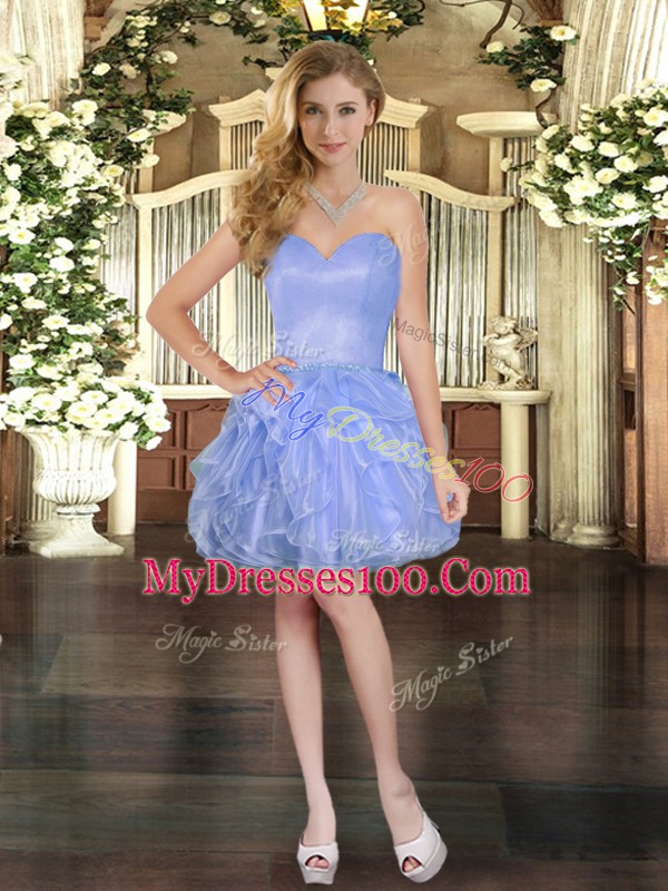 Attractive Lavender Sweetheart Neckline Ruffles Dress for Prom Sleeveless Lace Up