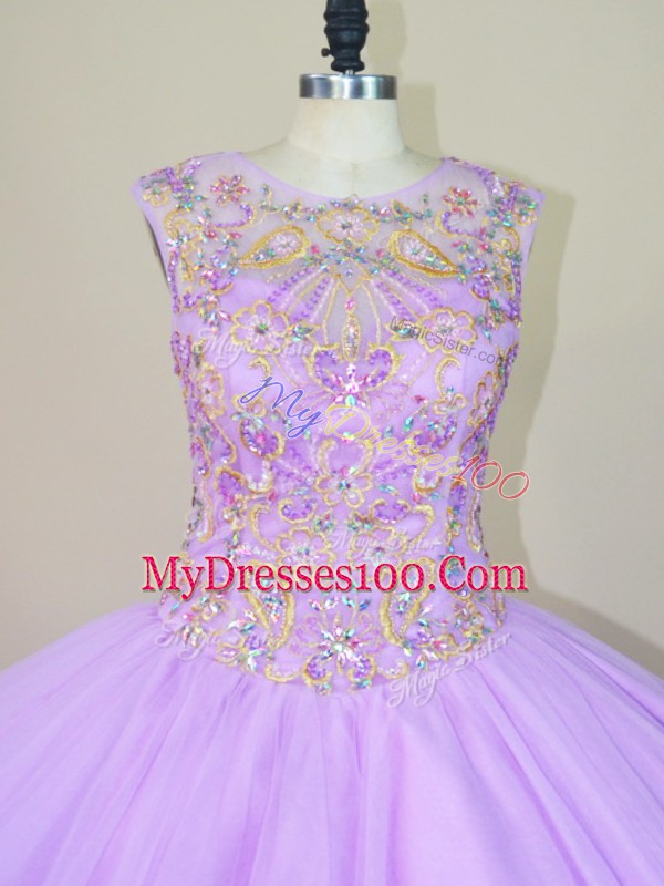 Custom Design Sleeveless Beading Lace Up Sweet 16 Dresses
