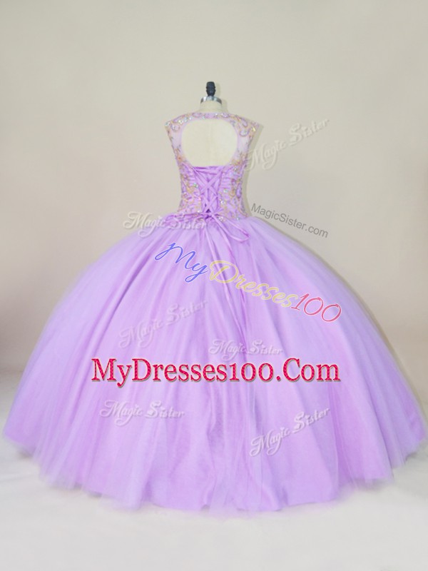 Custom Design Sleeveless Beading Lace Up Sweet 16 Dresses