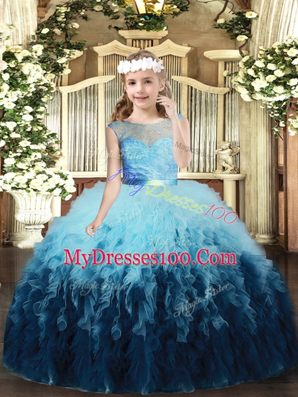 Scoop Sleeveless Tulle Little Girls Pageant Dress Wholesale Ruffles Backless