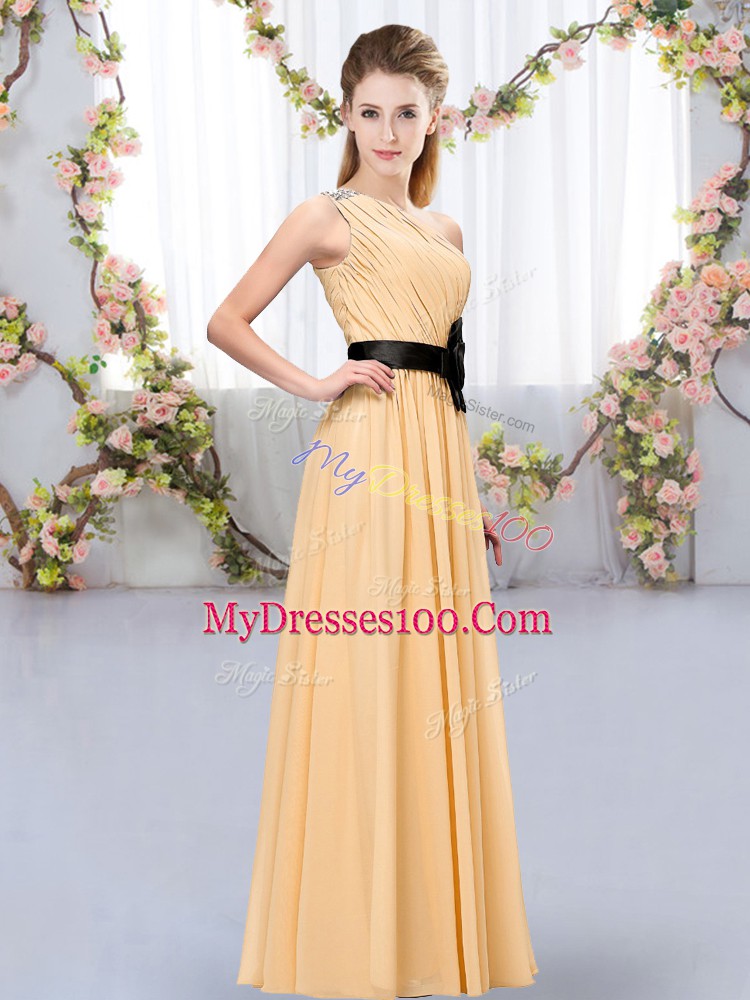 Graceful Belt Dama Dress Orange Zipper Sleeveless Floor Length