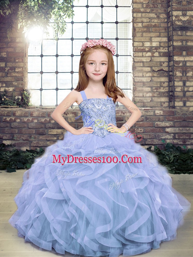 Sleeveless Beading Lace Up Glitz Pageant Dress