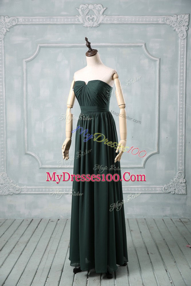 Sleeveless Ruching Zipper Prom Dresses