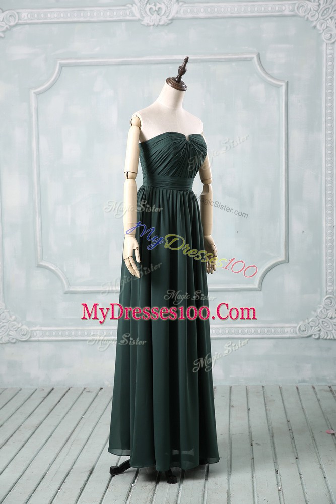 Sleeveless Ruching Zipper Prom Dresses