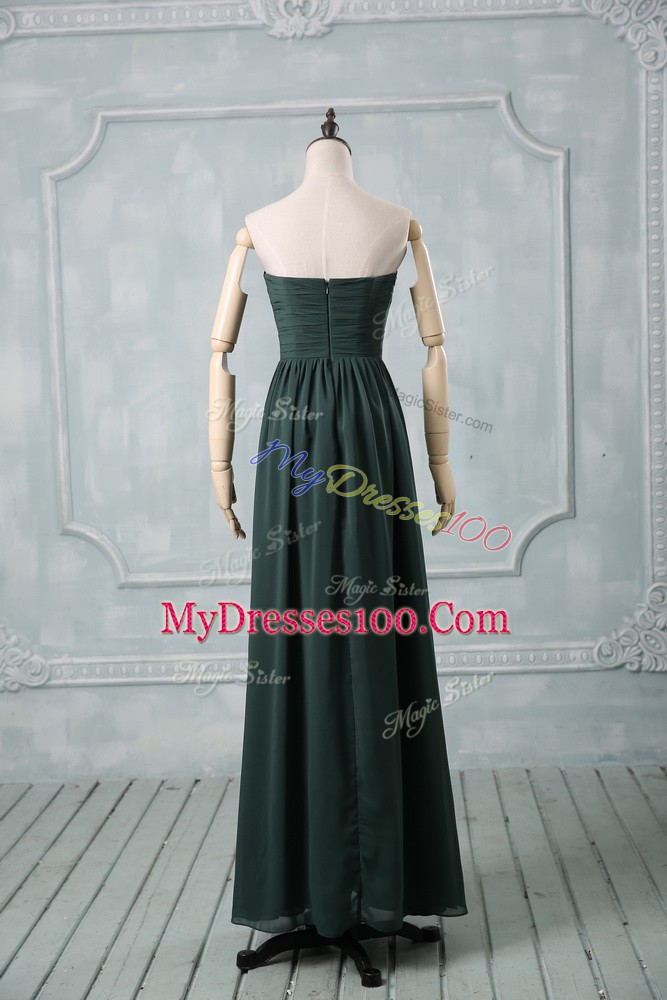 Sleeveless Ruching Zipper Prom Dresses