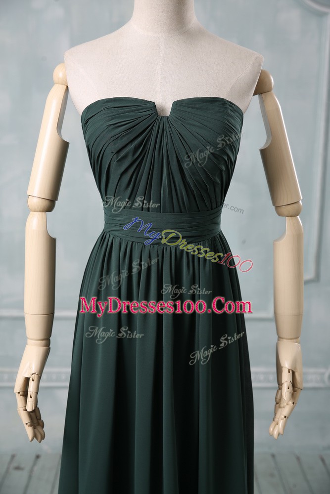 Sleeveless Ruching Zipper Prom Dresses