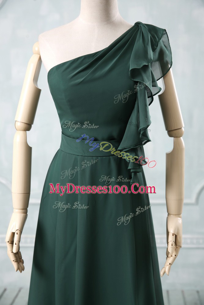 Ruching Cocktail Dresses Peacock Green Zipper Sleeveless Knee Length
