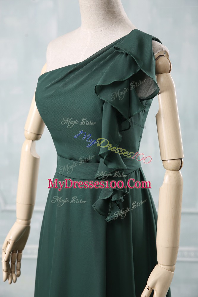 Ruching Cocktail Dresses Peacock Green Zipper Sleeveless Knee Length