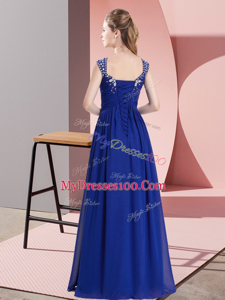 Floor Length Lace Up Junior Homecoming Dress Green for Prom and Party and Military Ball with Beading