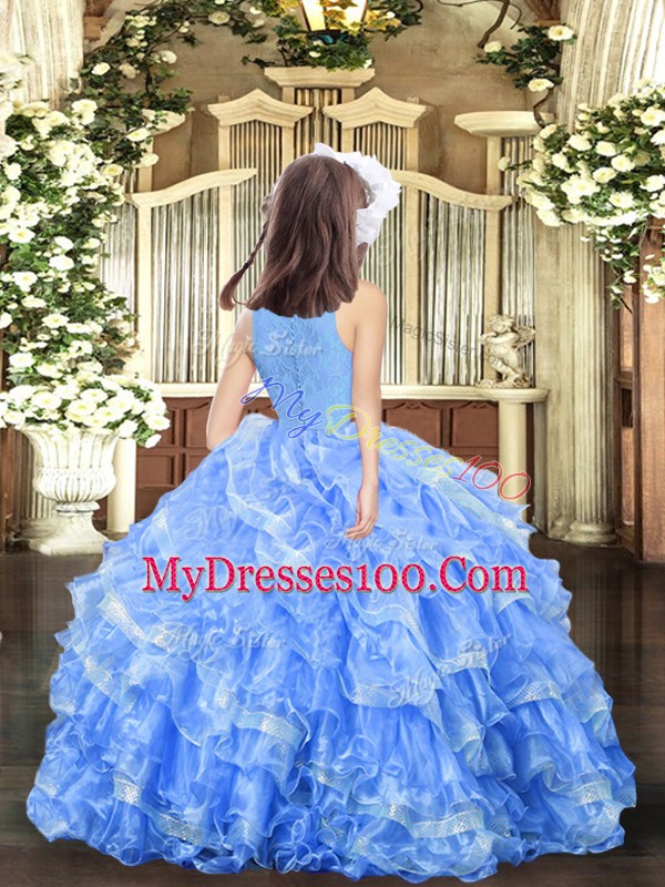 Beauteous Gold Sleeveless Organza Zipper Little Girls Pageant Dress for Party and Sweet 16 and Wedding Party