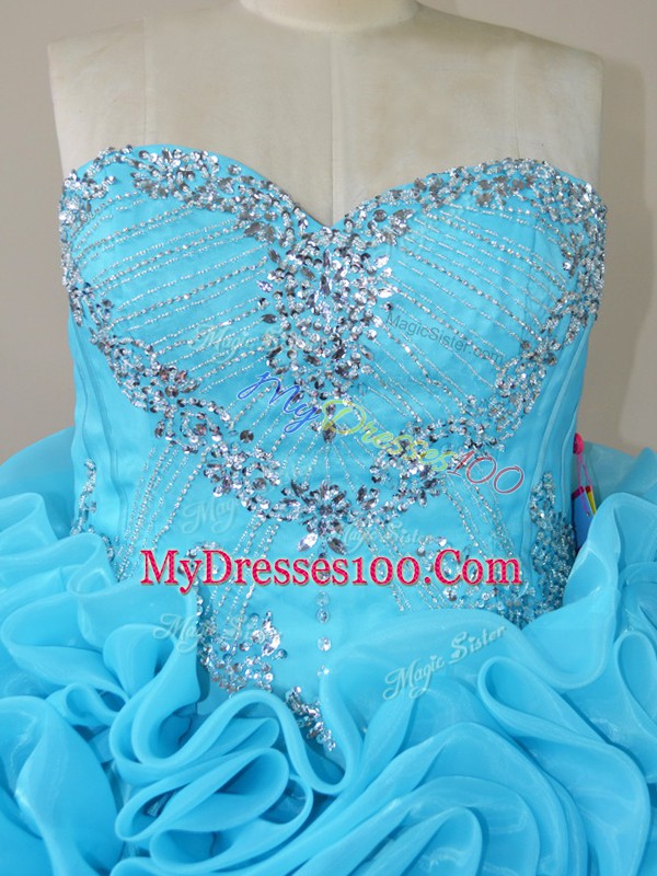 Sleeveless Brush Train Beading Side Zipper Quinceanera Dress