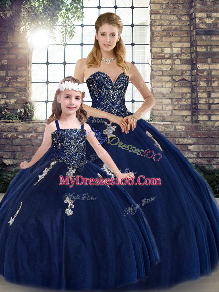 High End Sweetheart Sleeveless Tulle Sweet 16 Quinceanera Dress Beading and Appliques Lace Up