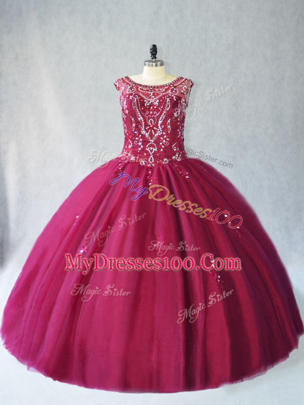 Modern Burgundy Sweet 16 Dress Sweet 16 and Quinceanera with Beading Scoop Sleeveless Lace Up
