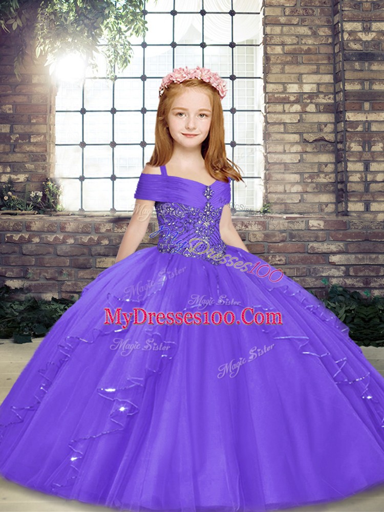 Sleeveless Lace Up Floor Length Beading Pageant Dress Wholesale