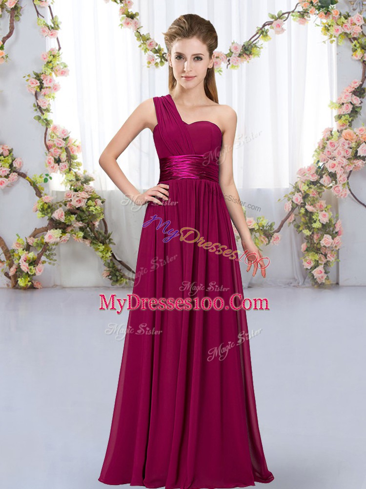 Chiffon Sleeveless Floor Length Bridesmaid Dress and Belt