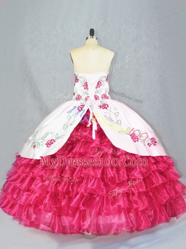 High Quality Ball Gowns Sleeveless Hot Pink Quinceanera Gown Lace Up